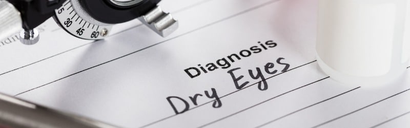 text diagnosis dry eyes on paper with diopter and medicine picture id917896472